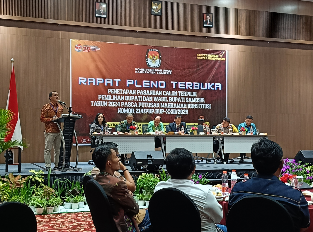 Rapat Pleno KPU Samosir, DPRD Secepatnya Paripurnakan Penetapan Vandiko-Ariston Sebagai Pemenang Pilkada